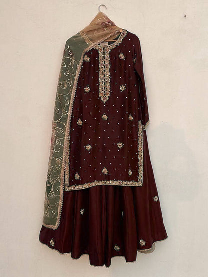 DESIGNER WEAR EXCLUSIVE SUIT IN EMBROIDERED WORKED TOP AND PLAZZO  WITH DUPATTA PAIR*