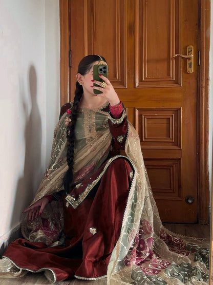 DESIGNER WEAR EXCLUSIVE SUIT IN EMBROIDERED WORKED TOP AND PLAZZO  WITH DUPATTA PAIR*
