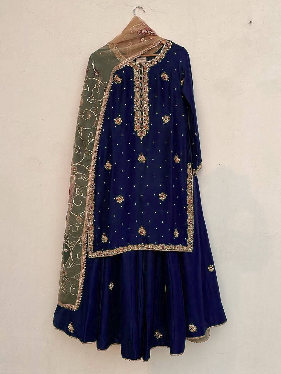 DESIGNER WEAR EXCLUSIVE SUIT IN EMBROIDERED WORKED TOP AND PLAZZO  WITH DUPATTA PAIR*