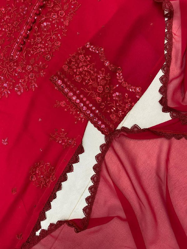 EXCLUSIVE 3 PIECE PLAZZO PAIR WITH   DUPATTA IN SEQUENCE EMBROIDERY WORK single available wholesale
