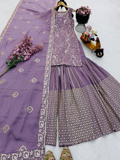 New Designer Party Top Sharara & Dupatta Set