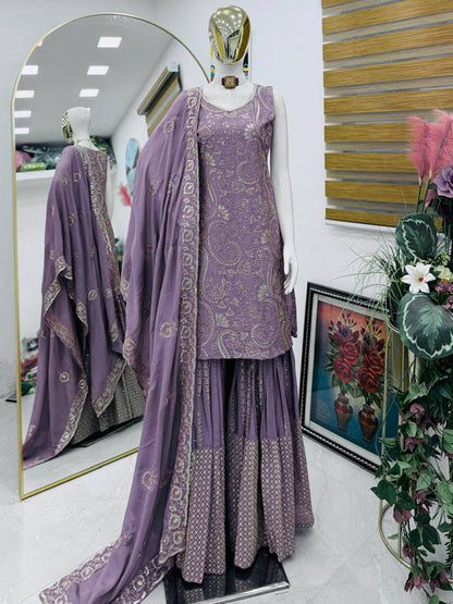 New Designer Party Top Sharara & Dupatta Set