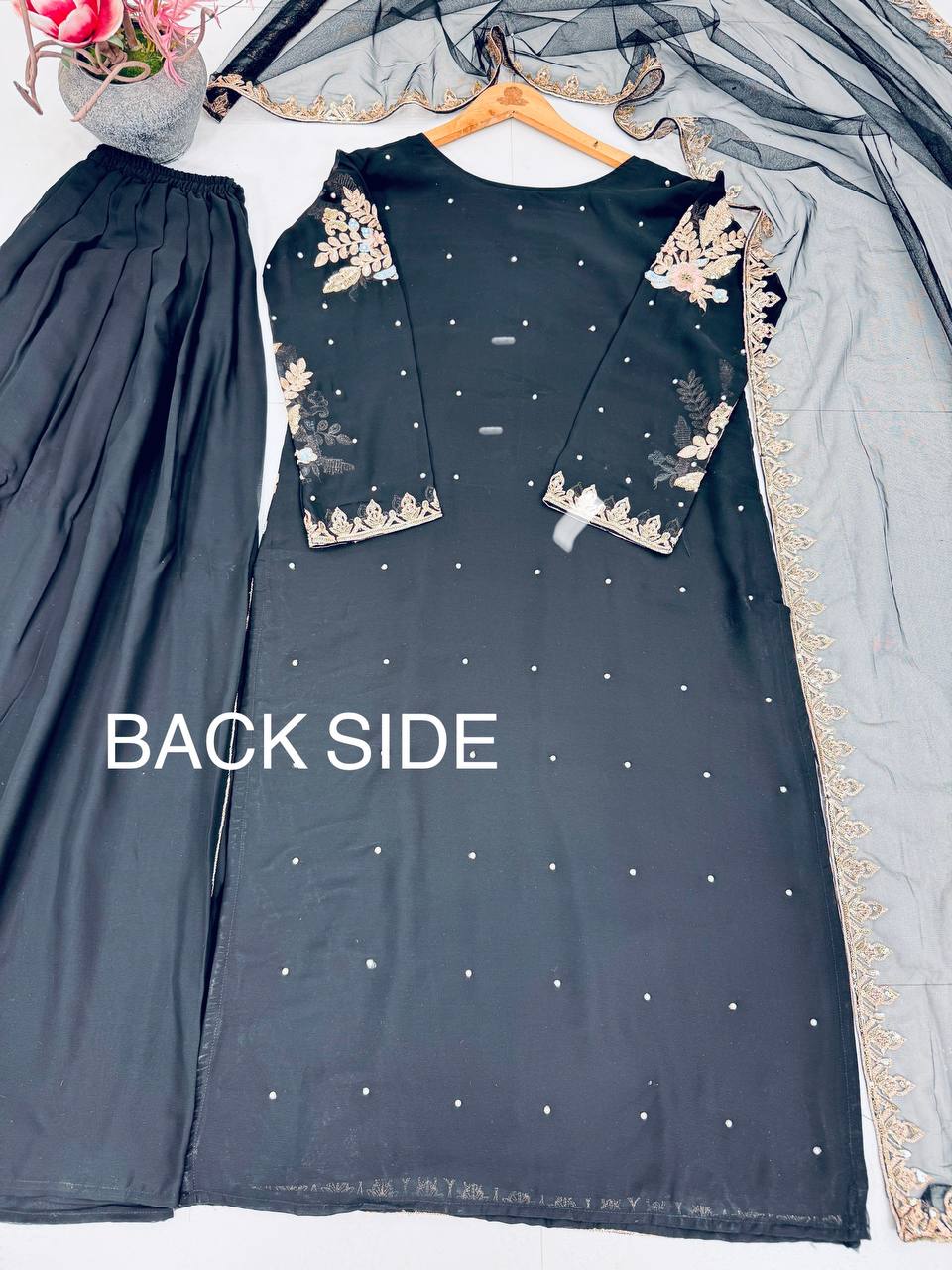 DESIGNER PARTY WEAR HEAVY EMBROIDERY SEQUENCE WORK 3 PIS SUIT SET single available wholesale