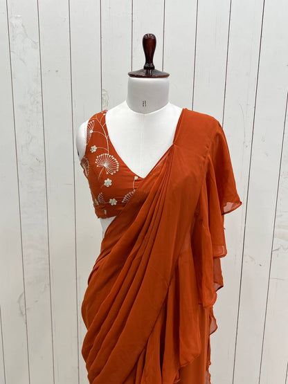 Ready to Wear Sharara saree with timeless addition for the upcoming festivities and weddings* *READY TO WEAR SHARARA SAREE WITH FULL STTICHED BLOUSE PREMIUM FOX GEORGETTE FABRIC