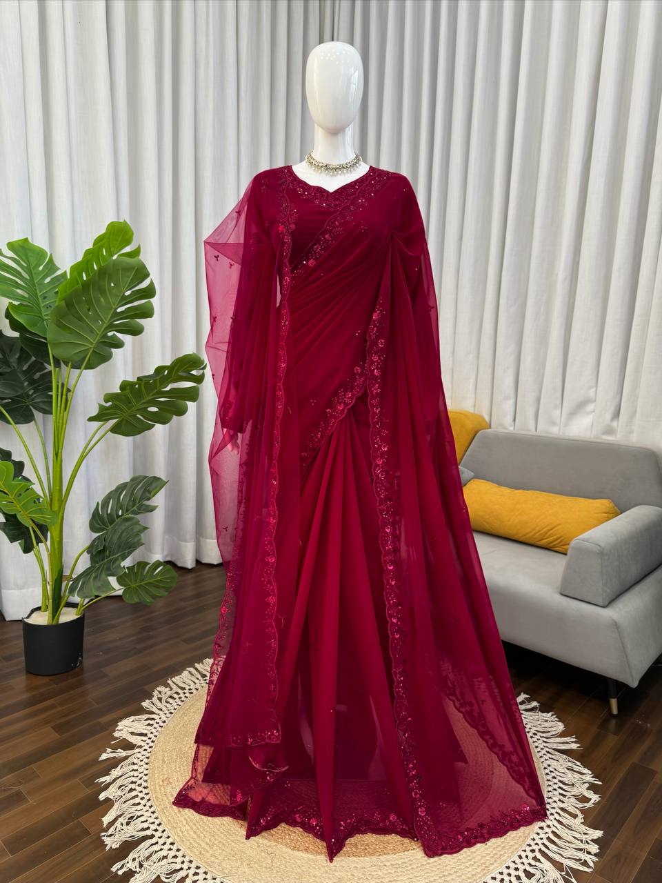 Designer Saree With Dupatta – Elegance Redefined ✨ Fall in love with this stunning saree in an eye-catching shade, crafted with finesse and rich detailing. A perfect blend of grace and glam!