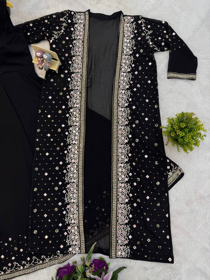 SUPERHIT TRENDING FESTIVE COLLECTION GOWN, KOTI & DUPATTA SET WITH EMBROIDERY WORK & CRYSTAL STONE WORK