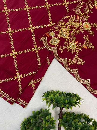 EXCLUSIVE PLAZZO PAIR WITH  SEQUENCE EMBROIDERY WORK  single available wholesale