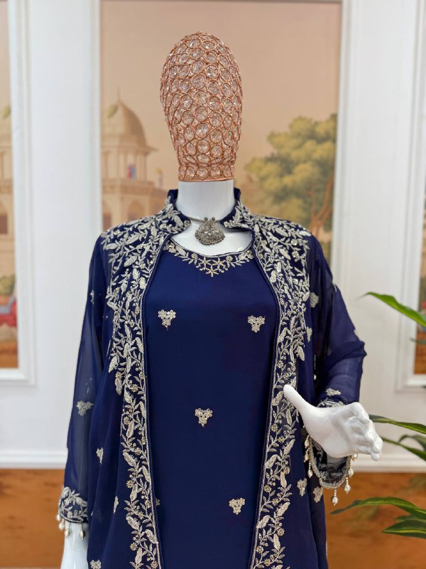 LAUNCHING 3 PIECES KURTI, KOTI & PENT WITH EMBROIDERY WORK