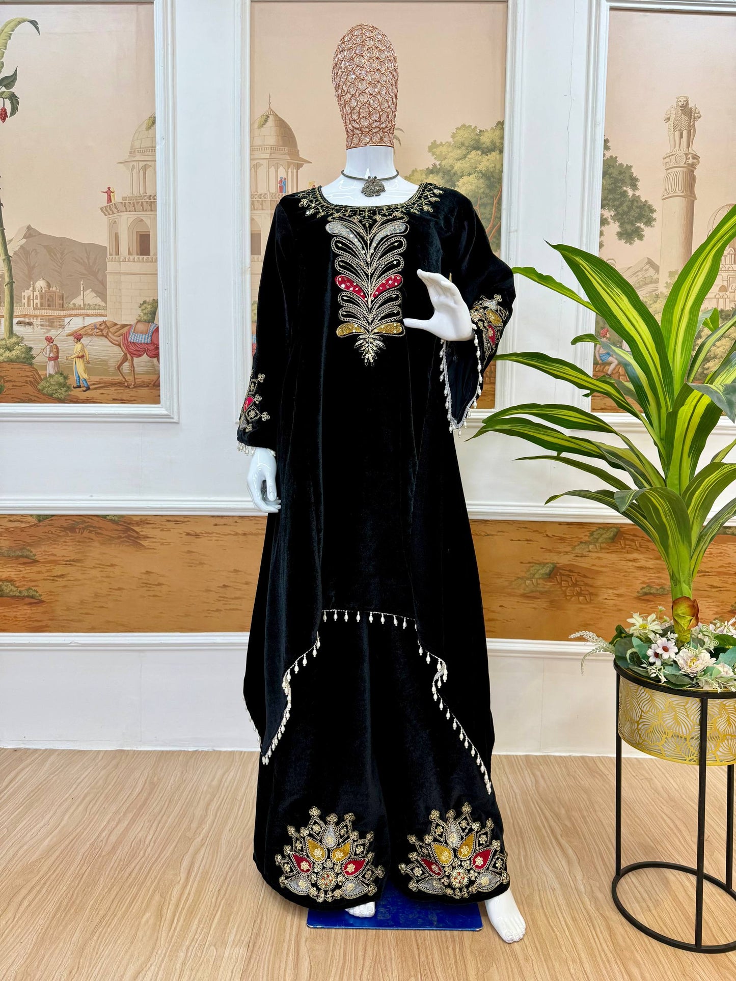 9000 VELVET✨KURTI & PLAZZO* *👗 EMBROIDERED KURTI ON VELVET FABRIC WITH EMBROIDERED PLAZZO