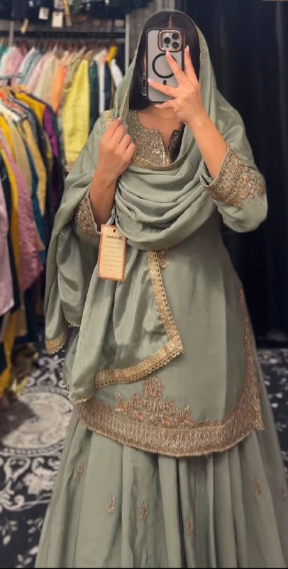 Top Lehenga Chinnon Silk Full sleeve(Full stitched)
