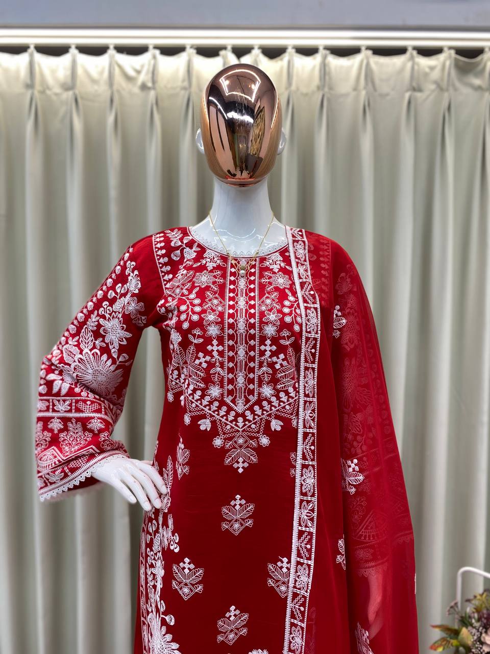 KARWA CHAUTH SPECIAL HEAVY EMBROIDERED TOP WITH PLAZZO PAIR single available wholesale