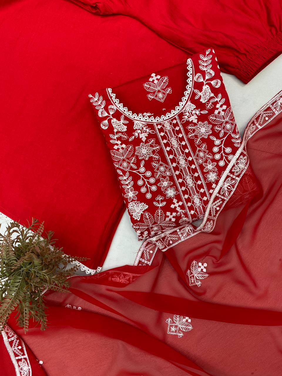 KARWA CHAUTH SPECIAL HEAVY EMBROIDERED TOP WITH PLAZZO PAIR single available wholesale
