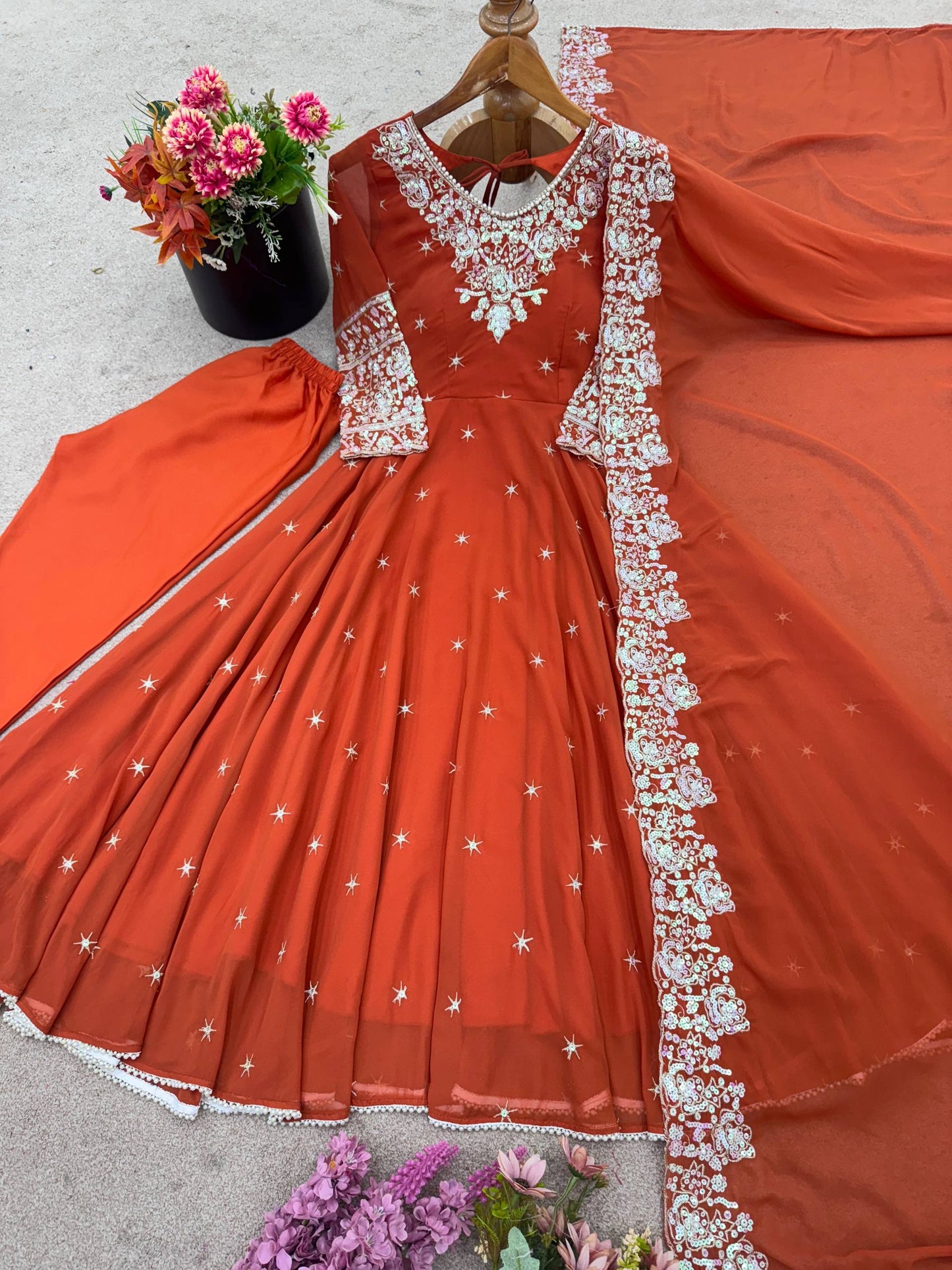 Elegant Embroidered Rembo Sequence Designer Anarkali Three Piece Set single available wholesale