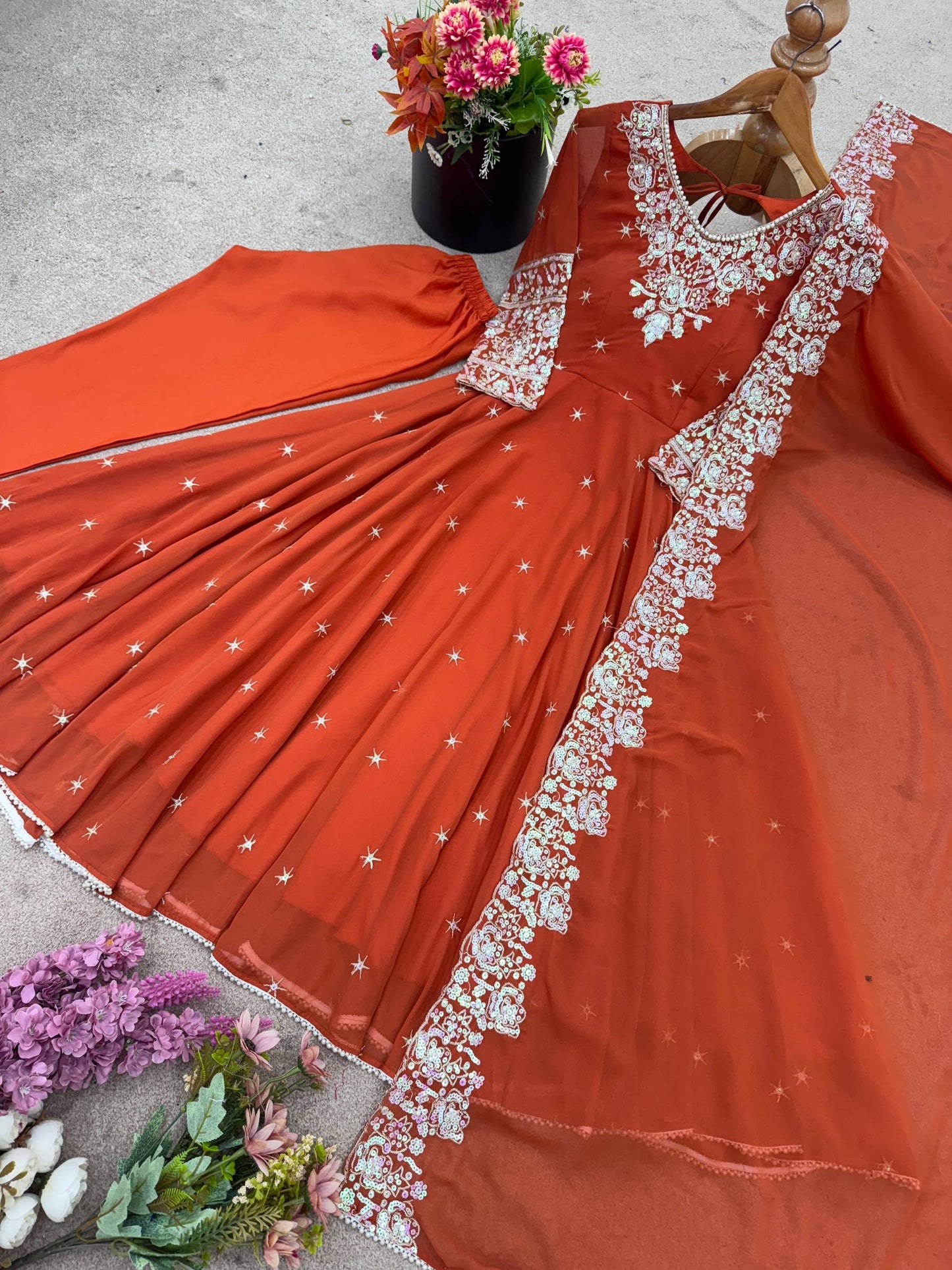 Elegant Embroidered Rembo Sequence Designer Anarkali Three Piece Set single available wholesale