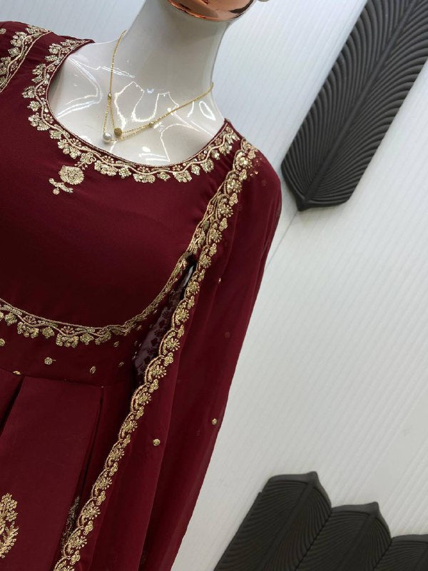 EXCLUSIVE 2 PIECE GOWN WITH DUPATTA IN SEQUENCE EMBROIDERY WORK  single available wholesale