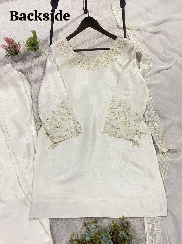 HANIA AMIR INSPIRED BEADS WITH SEQUENCE EMBROIDERY WORKED TOP, FARSI SALWAAR WITH DUPATTA