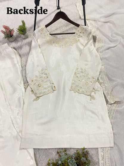 HANIA AMIR INSPIRED BEADS WITH SEQUENCE EMBROIDERY WORKED TOP, FARSI SALWAAR WITH DUPATTA