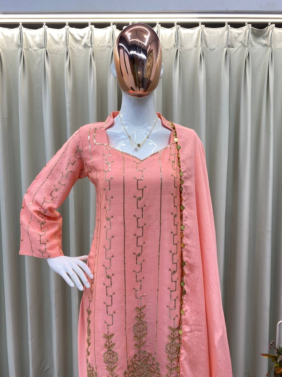 DESIGNER WEAR EXCLUSIVE EMBROIDERED TOP WITH PLAZZO PAIR single available wholesale