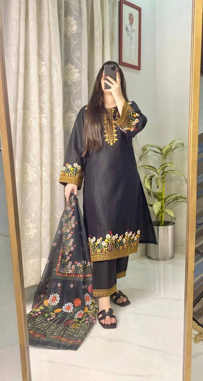 DESIGNER WEAR EXCLUSIVE EMBROIDERED TOP WITH PLAZZO PAIR single available wholesale
