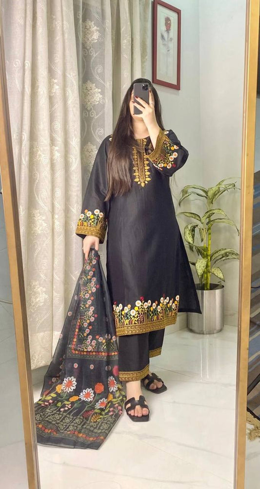 DESIGNER WEAR EXCLUSIVE EMBROIDERED TOP WITH PLAZZO PAIR single available wholesale