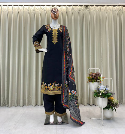 DESIGNER WEAR EXCLUSIVE EMBROIDERED TOP WITH PLAZZO PAIR single available wholesale