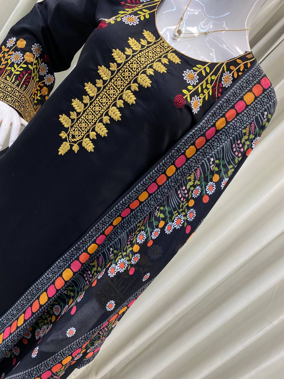 DESIGNER WEAR EXCLUSIVE EMBROIDERED TOP WITH PLAZZO PAIR single available wholesale