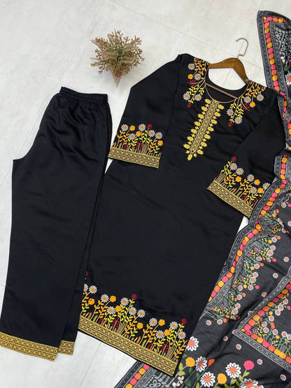 DESIGNER WEAR EXCLUSIVE EMBROIDERED TOP WITH PLAZZO PAIR single available wholesale