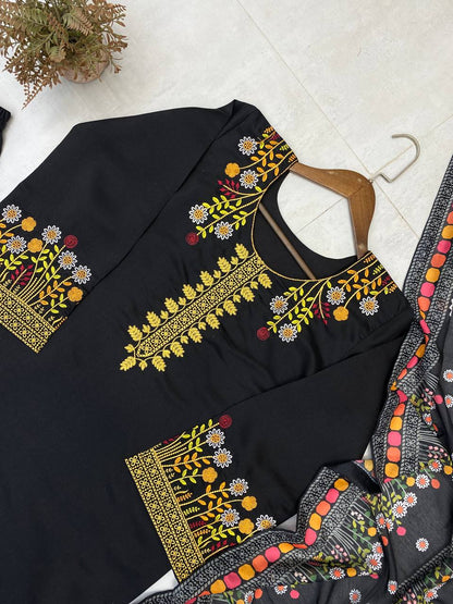 DESIGNER WEAR EXCLUSIVE EMBROIDERED TOP WITH PLAZZO PAIR single available wholesale