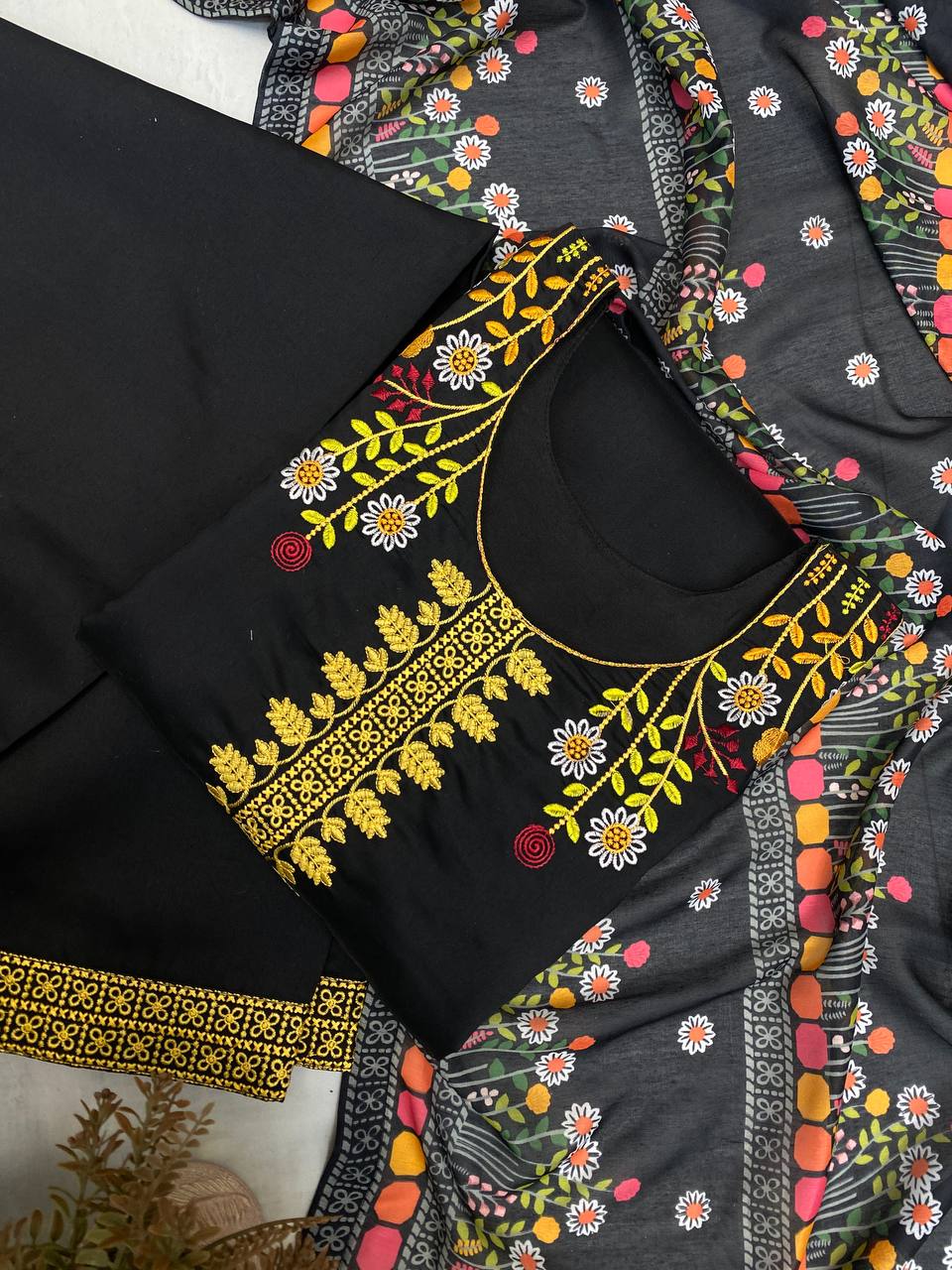 DESIGNER WEAR EXCLUSIVE EMBROIDERED TOP WITH PLAZZO PAIR single available wholesale