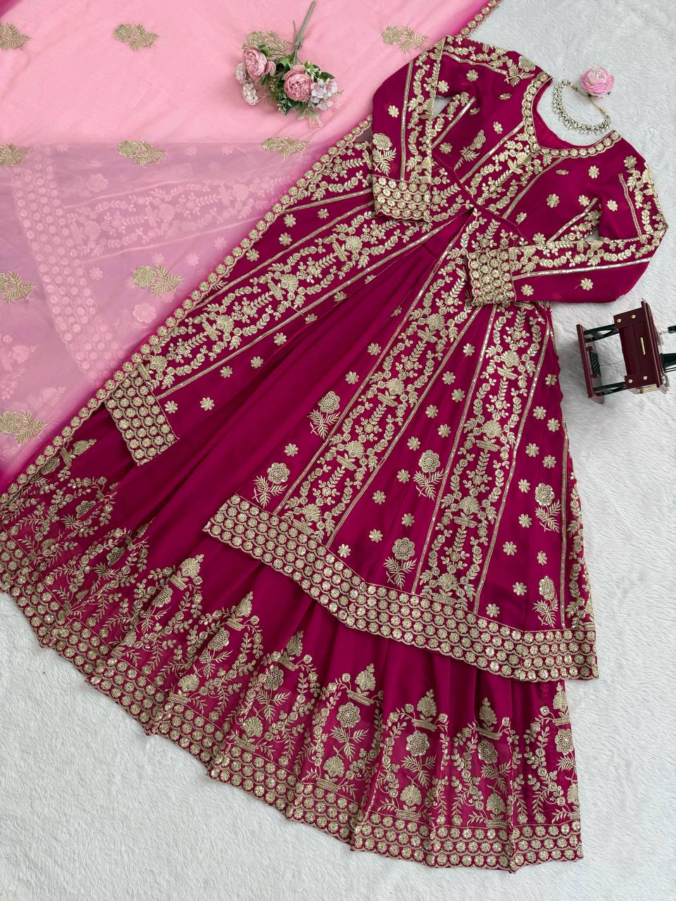 top Lehengha Step into effortless charm with our exclusive 3-piece set – crafted for comfort, stitched with grace