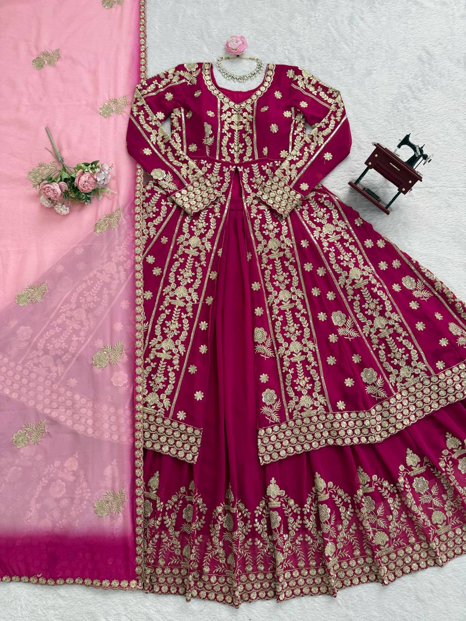 top Lehengha Step into effortless charm with our exclusive 3-piece set – crafted for comfort, stitched with grace