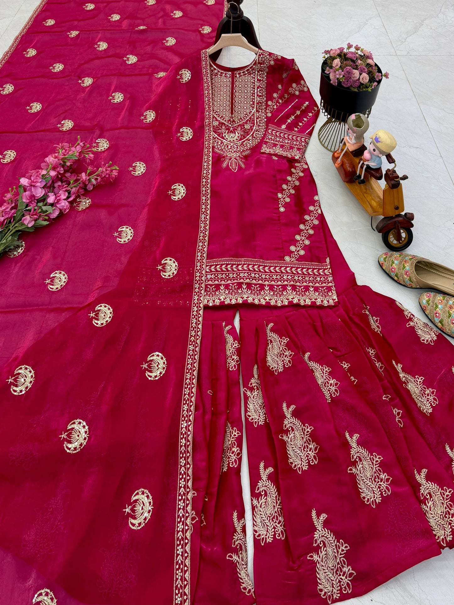 New Designer Party Top Pallazo & Dupatta Set