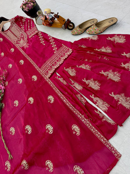 New Designer Party Top Pallazo & Dupatta Set