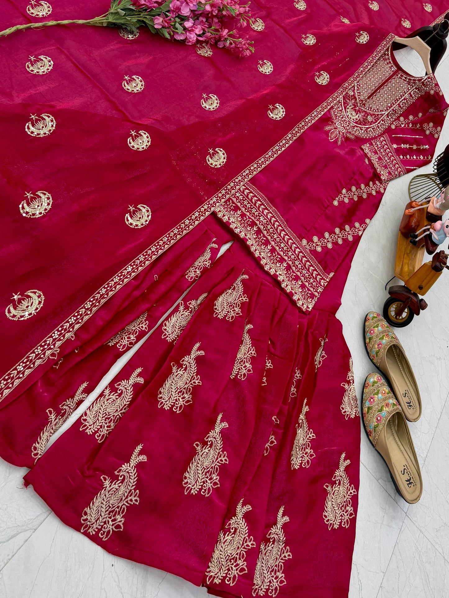 New Designer Party Top Pallazo & Dupatta Set