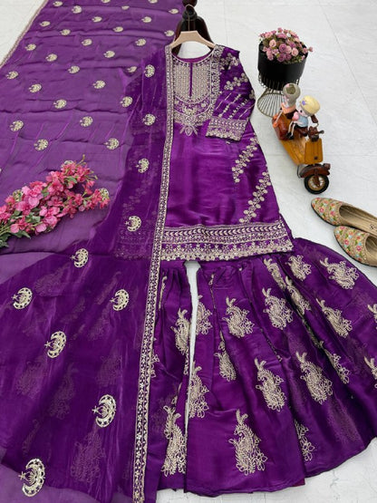 New Designer Party Top Pallazo & Dupatta Set