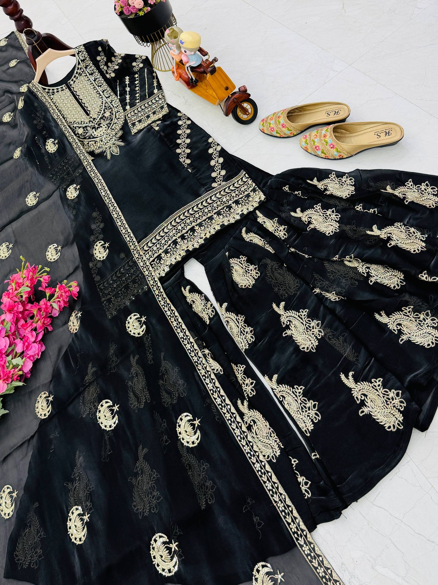 New Designer Party Top Pallazo & Dupatta Set