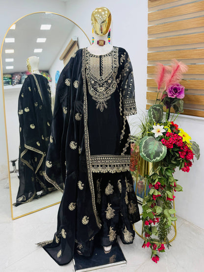 New Designer Party Top Pallazo & Dupatta Set