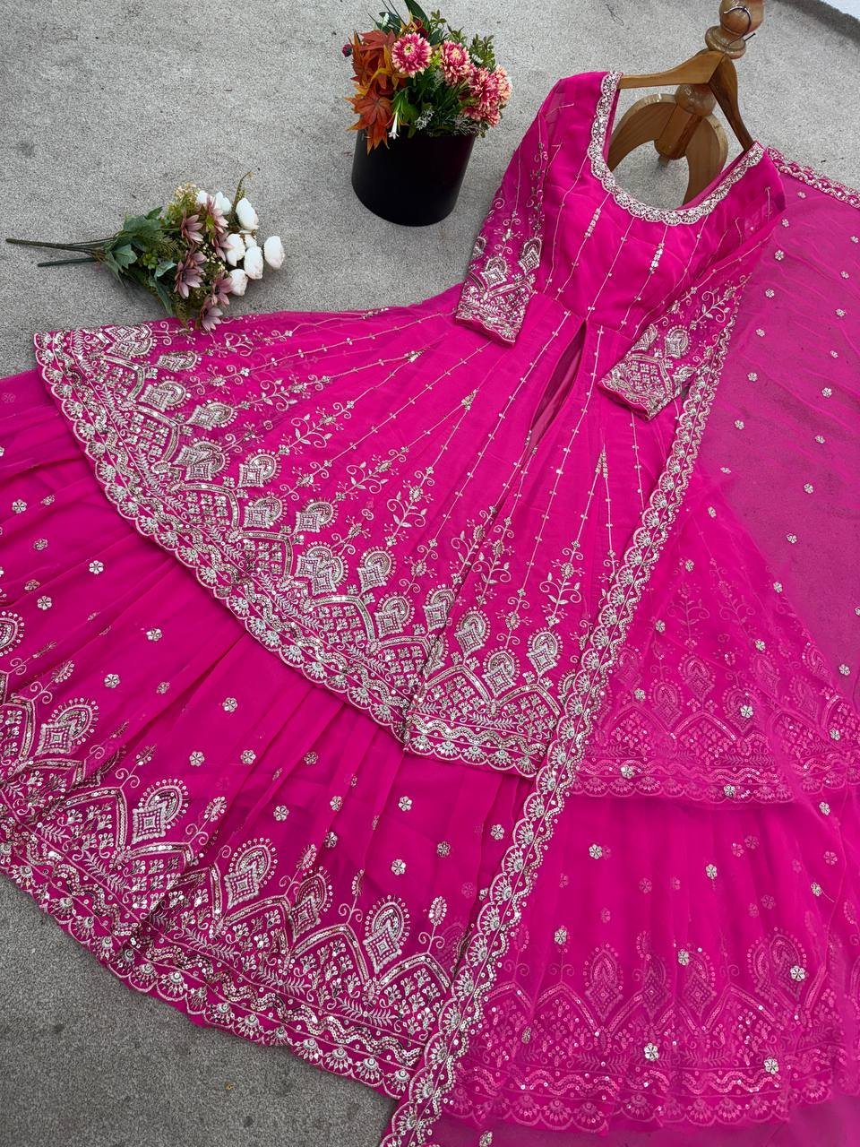 top Lehengha Pure Heavy Faux Georgette With Embroidery Sequence Work single available wholesale