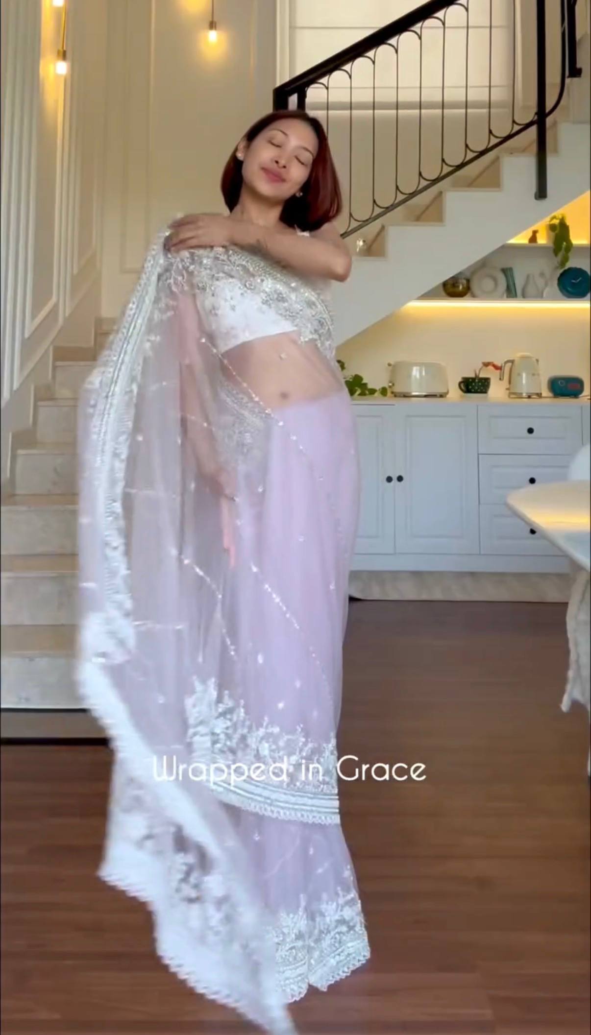 NEW SUPERHIT SAREE ON NYLON NET FABRIC WITH HEAVY EMBROIDERY & CUT-WORK BORDER WITH UNSTITCHED BLOUSE