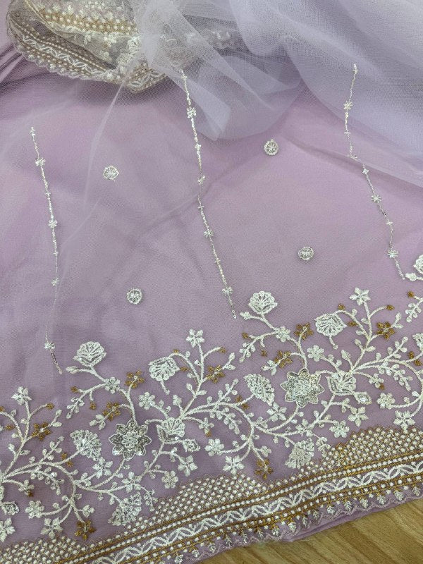 NEW SUPERHIT SAREE ON NYLON NET FABRIC WITH HEAVY EMBROIDERY & CUT-WORK BORDER WITH UNSTITCHED BLOUSE