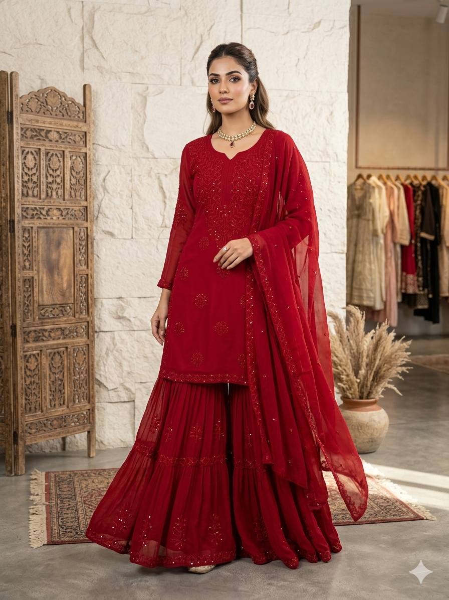 PERFECT FOR PARTY AND WEDDING OUR DESIGNER WEAR SEQUENCE EMBROIDERED SARARA PAIR
