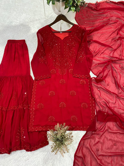 PERFECT FOR PARTY AND WEDDING OUR DESIGNER WEAR SEQUENCE EMBROIDERED SARARA PAIR