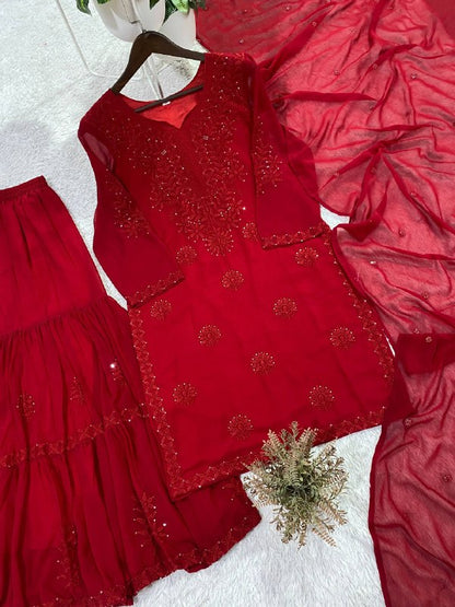PERFECT FOR PARTY AND WEDDING OUR DESIGNER WEAR SEQUENCE EMBROIDERED SARARA PAIR