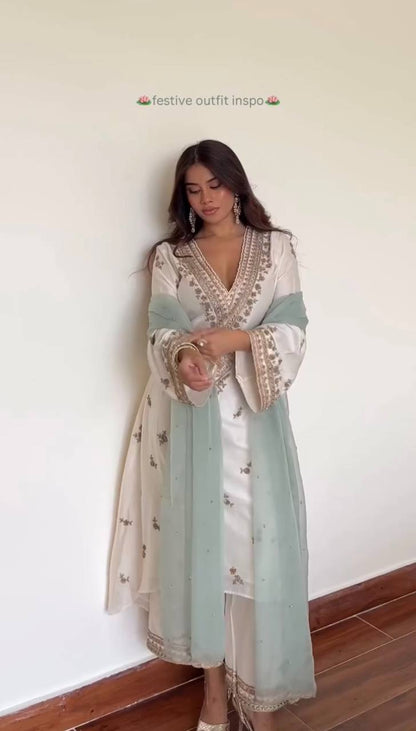 DESIGNER HEAVY NATURAL SILK EMBROIDERY SEQUENCE WORK FANCY SALWAR SUIT single available wholesale