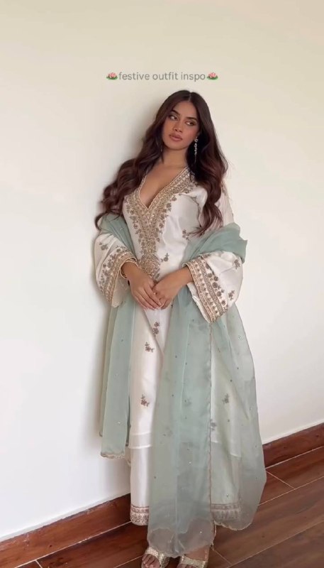 DESIGNER HEAVY NATURAL SILK EMBROIDERY SEQUENCE WORK FANCY SALWAR SUIT single available wholesale