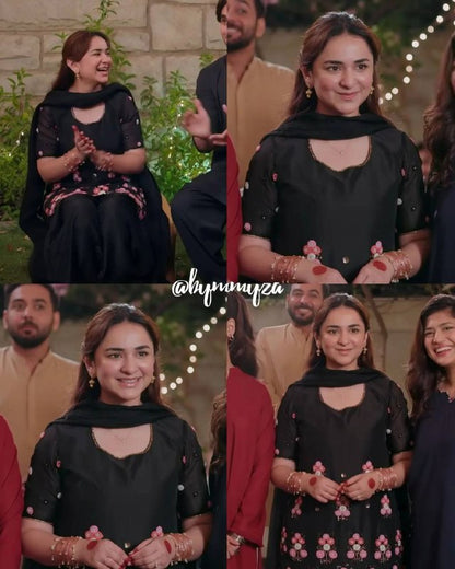 HANIA AMIR INSPIRED THIS SESSION SEQUENCE EMBROIDERY WORKED TOP, FARSI SALWAAR WITH DUPATTA