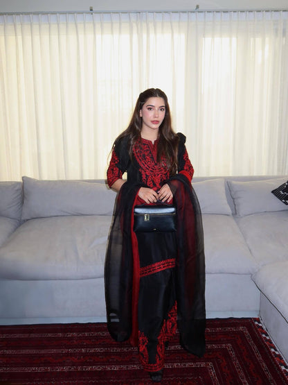 Đěsigner Party Wear Look Pur Chinon Silk Top & Palazzo With Dupatta set  single available wholesale