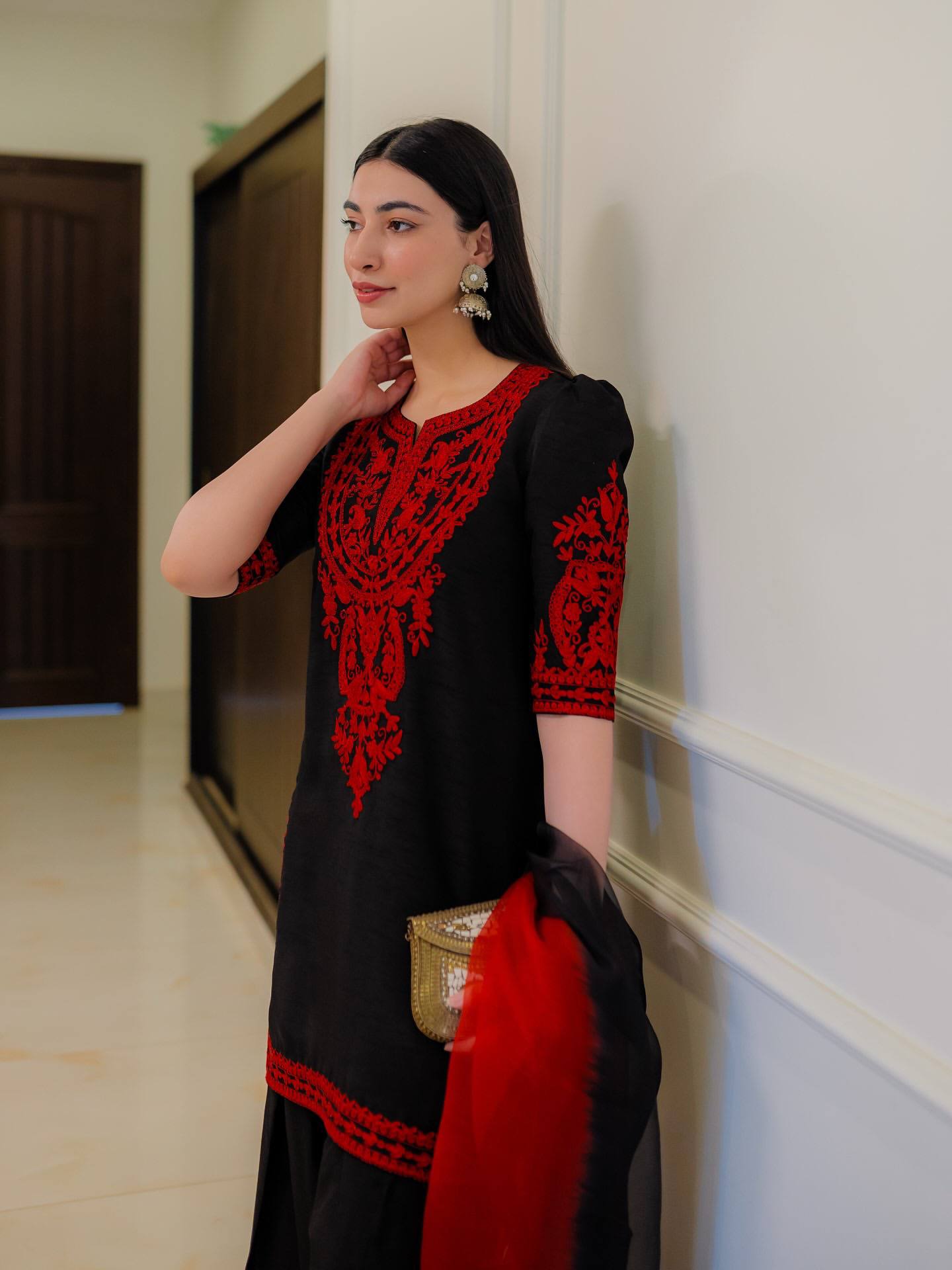 Đěsigner Party Wear Look Pur Chinon Silk Top & Palazzo With Dupatta set  single available wholesale