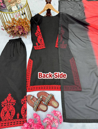Đěsigner Party Wear Look Pur Chinon Silk Top & Palazzo With Dupatta set  single available wholesale