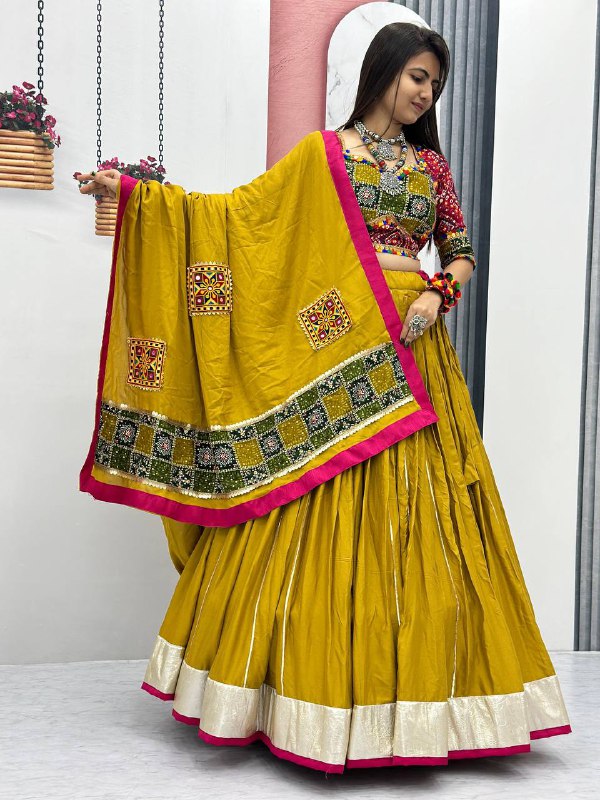 Navratri Special Pure Cotton Lehenga Choli with 6 Meter Big Flair